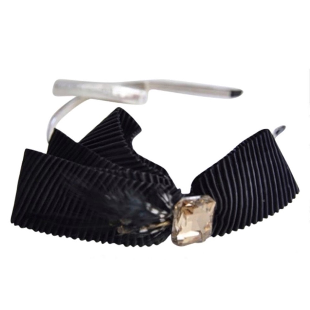 BCBGeneration HEADBAND BOW GEM BLACK FEATHER